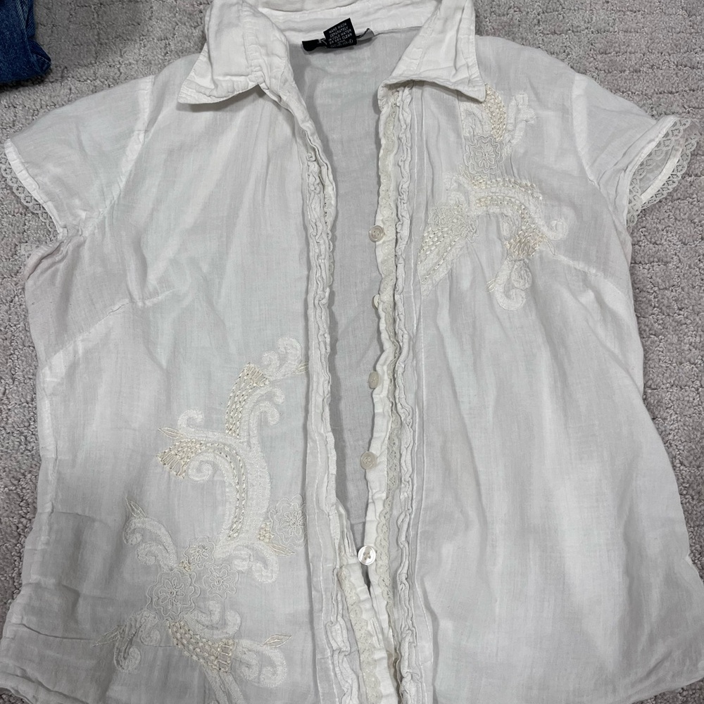 White Embroidered Women's Top